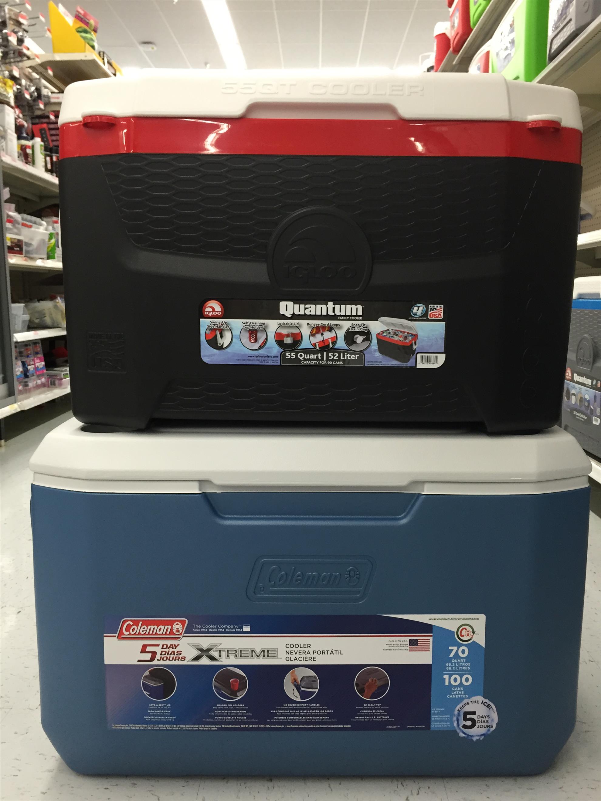 Lazi frigorifice IGLOO Quantum 55 Qt - Comparatie intre Igloo Quantum 55qt si Coleman Xtreme 70qt
