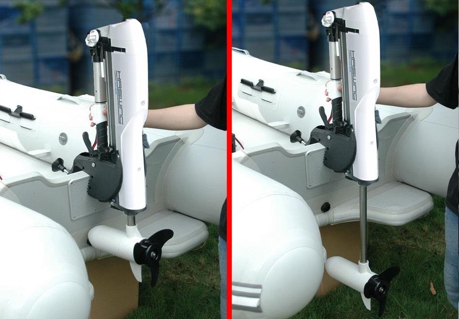  - Reglarea pe inaltime a tije se face prin simpla apasare a unui buton; ai posibilitate de a retracta complet motorul din apa