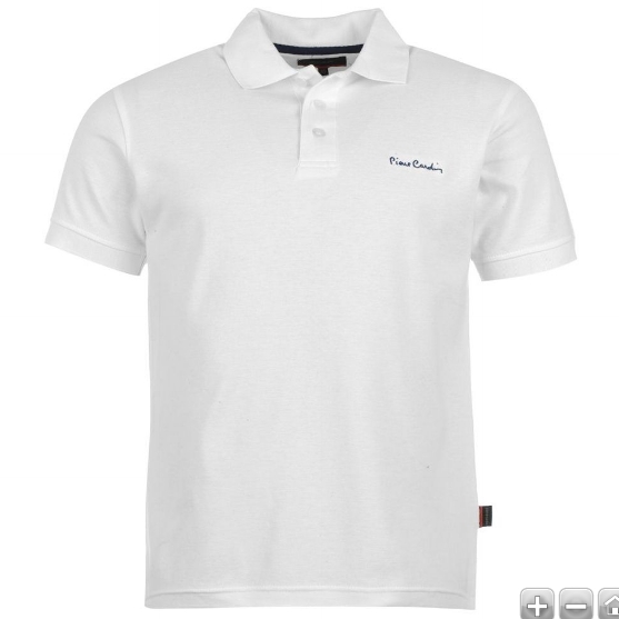 Pierre Cardin Plain Polo Shirt Mens - Alb.jpg